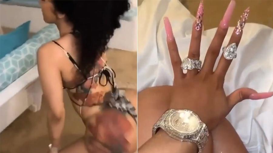 A rapper rebolou (e muito!) de biquíni e resolveu mostrar os diamantes que ganhou do marido aos fãs - Reprodução/Instagram