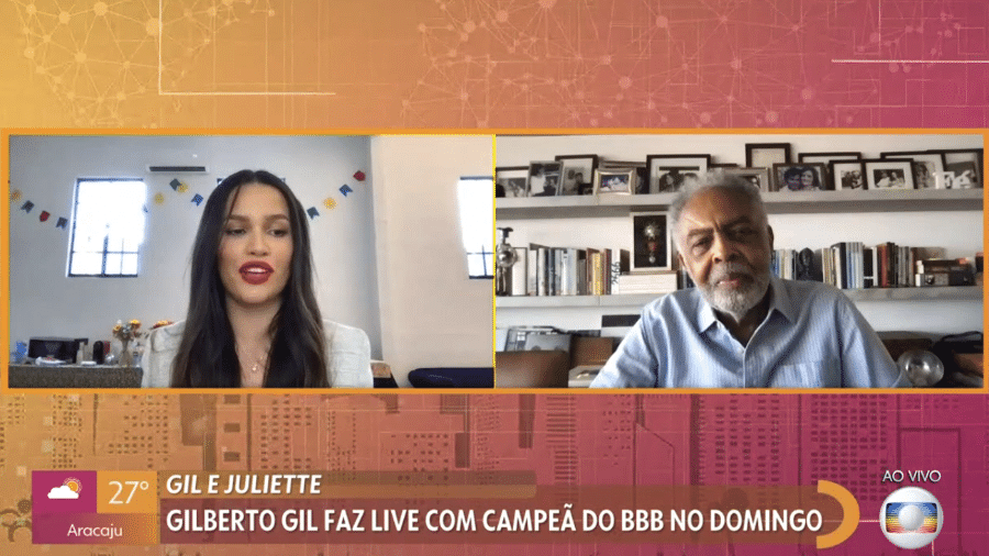 Juliette e Gilberto Gil no "Encontro com Fátima Bernardes" - Reprodução / TV Globo