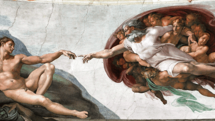 "A Criação de Adão", de Michelangelo, no teto da Capela Sistina