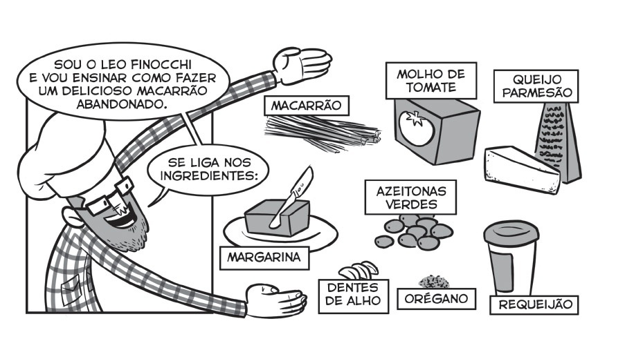 Quadrinho de Leo Finocchi para a coletânea em HQ "Guia Culinário do Falido" - Reprodução