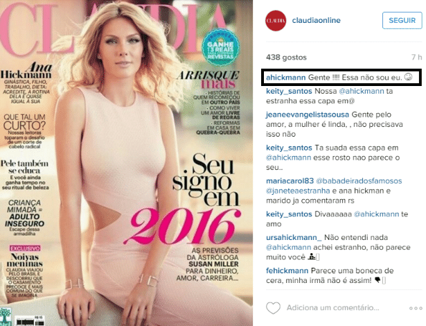Ana reclamou no instagram da publicação - Reprodução/Instagram Claudiaonline