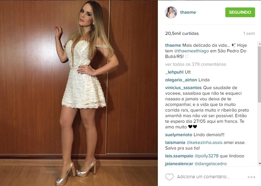 Thaeme tem mais de 1,5 milhão de seguidores no Instagram - Reprodução/Instagram