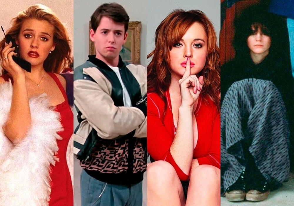 Cenas dos filmes "As Patricinhas de Beverly Hills" (1995), de Amy Heckerling; "Curtindo a Vida Adoidado" (1986), de John Hughes; "Meninas Malvadas" (2004), de Mark Waters e "Clube dos Cinco" (1985), de John Hughes - Montagem/Reprodução