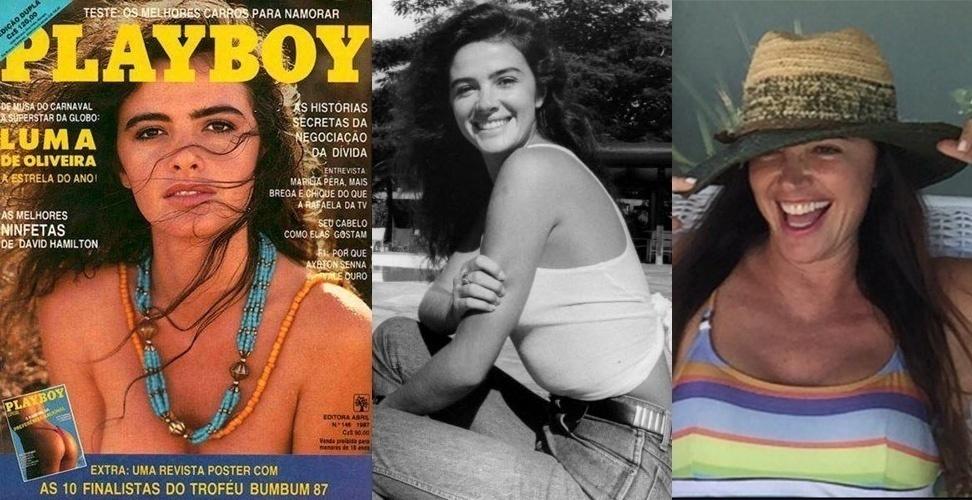Com apenas 22 anos, Luma de Oliveira posou nua em setembro de 1987. "De musa do Carnaval a superstar da Globo" era a descrição da morena na capa da "Playboy" - Reprodução/Playboy, Elisa Ramos/Folhapress e Reprodução/Instagram