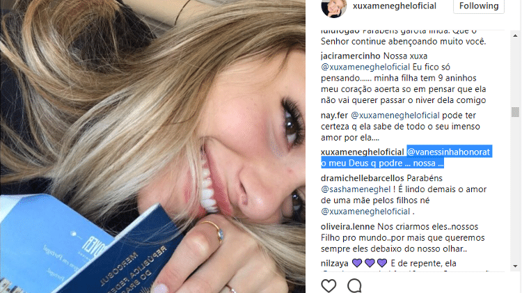 Xuxa responde a seguidor - Reprodução/Instagram - Reprodução/Instagram