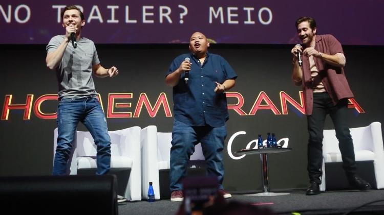 Os atores Tom Holland, Jacob Batalon e Jake Gyllenhaal falam sobre "Homem Aranha: Longe de Casa" na CCXP 2018 - Iwi Onodera/UOL - Iwi Onodera/UOL
