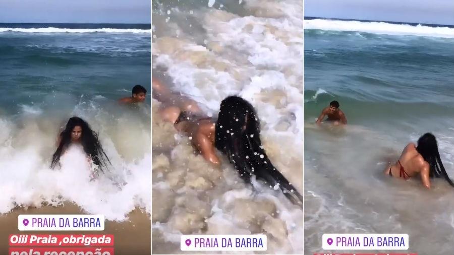 Elana toma caldo em praia do Rio e Danrley se diverte - Reprodução/Instagram