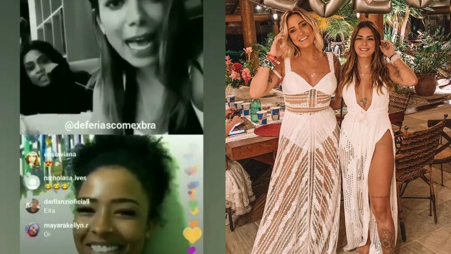 Anitta faz live com participantes do "De Férias com o Ex". Tati e Laryssa vão à festa de Neymar - Reprodução/Instagram/Montagem UOL