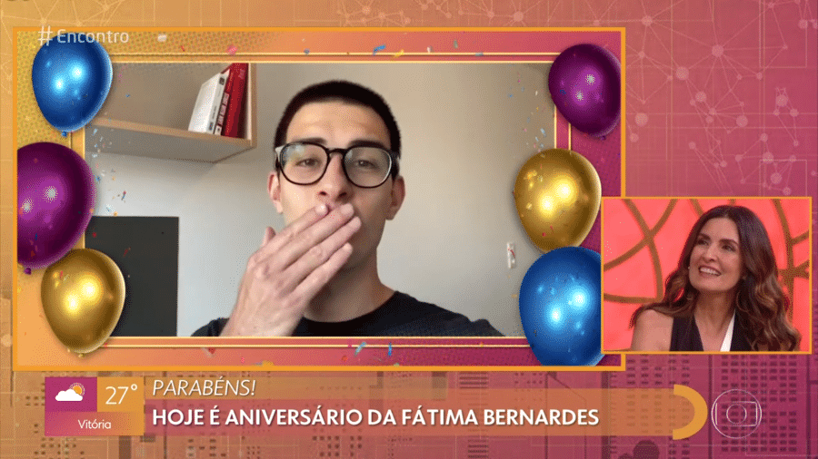 Vinícius, filho de Fátima Bernardes, manda recado de aniversário para a mãe - Reprodução/Globoplay