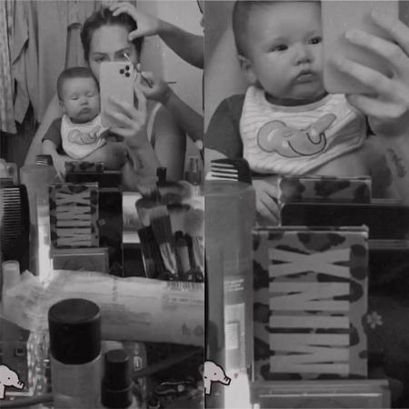 Giovanna Ewbank é maquiada com o filho de 3 meses no colo - Reprodução / Instagram