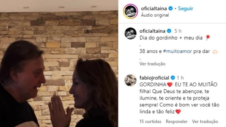 Fábio Jr. se declara à Filha Tainá Galvão nas redes