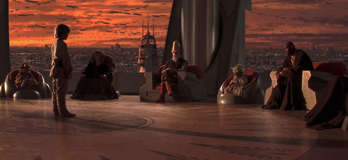 Anakin Skywalker é apresentado ao Conselho Jedi em "Star Wars Episódio I: A Ameaça Fantasma" - Divulgação