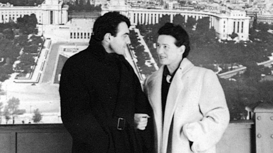 Claude Lanzmann e Simone de Beauvoir - Reprodução