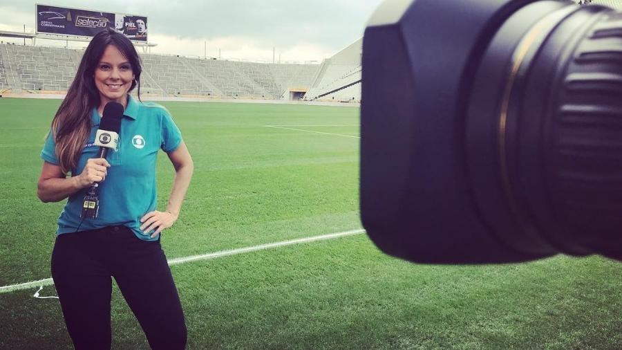 A repórter Fabíola Andrade, da Globo e do Sportv, na Arena Corinthians - Reprodução/Instagram