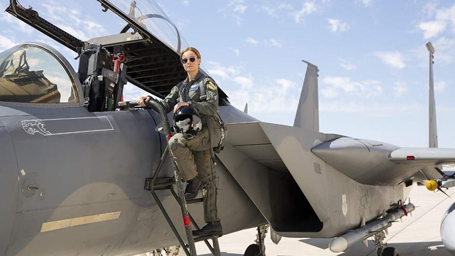 Brie Larson como Carol Danvers em cena de "Capitã Marvel" - Divulgação