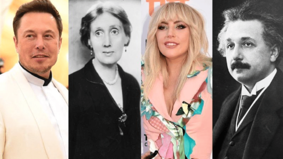 Elon Musk, Virginia Woolf, Lady Gaga e Albert Einstein são exemplos de gênios do passado e do presente segundo Wright - GETTY IMAGES