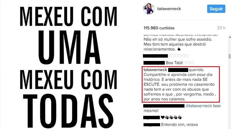 Tatá Werneck rebate comentarista que criticou campanha contra assédio - Reprodução/Instagram - Reprodução/Instagram