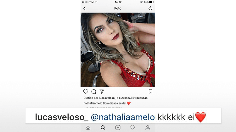 lucas veloso comenta foto de nathalia 2 - Reprodução/Instagram  - Reprodução/Instagram 