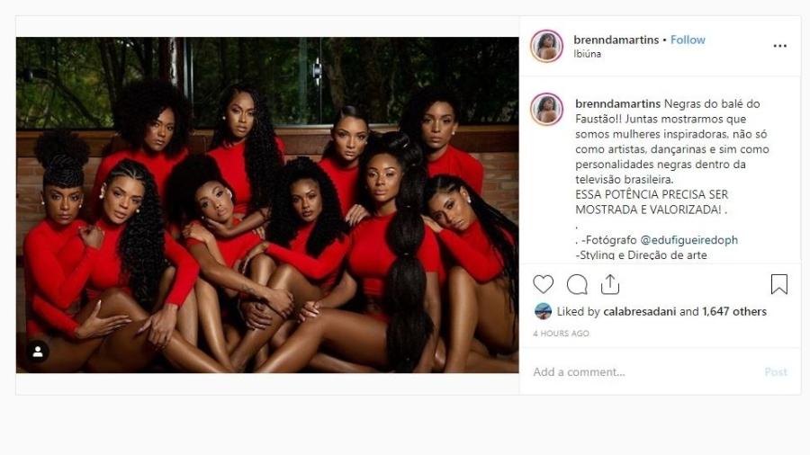 Bailarinas negras do Domingão do Faustão posam juntas  - Reprodução/Instagram/Brennda Martins 