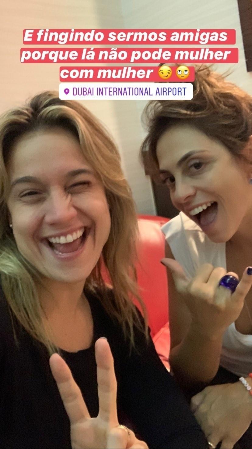 Fernanda Gentil e a mulher, Priscila Montandon, viajaram em lua de mel para as Maldivas, mas fizeram escala em Dubai - Reprodução/Instagram