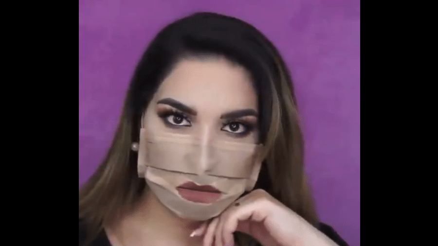 Usuária do Twitter faz "tutorial de maquiagem" com máscara - Reprodução/Twitter