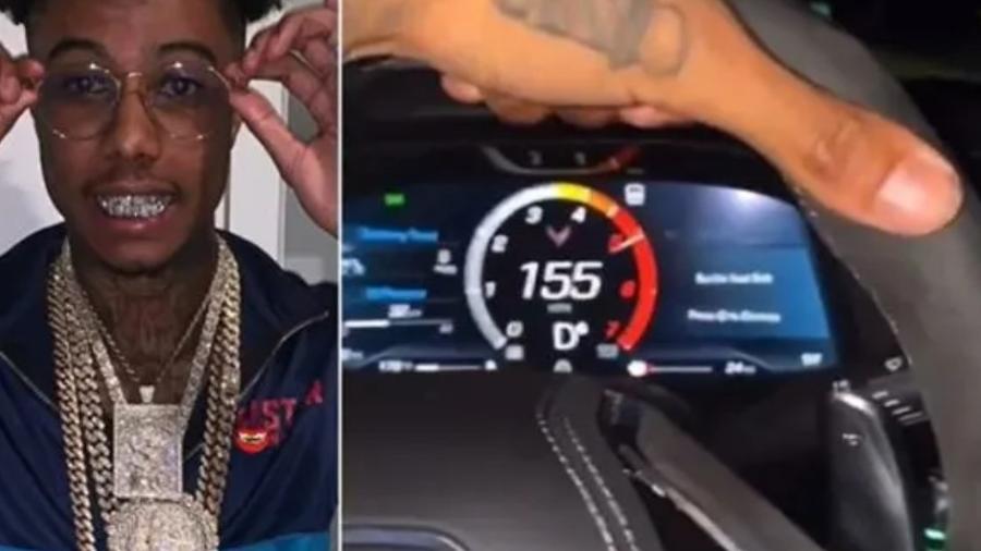 Rapper Blueface grava vídeo passando limite de velocidade em Corvette - Divulgação