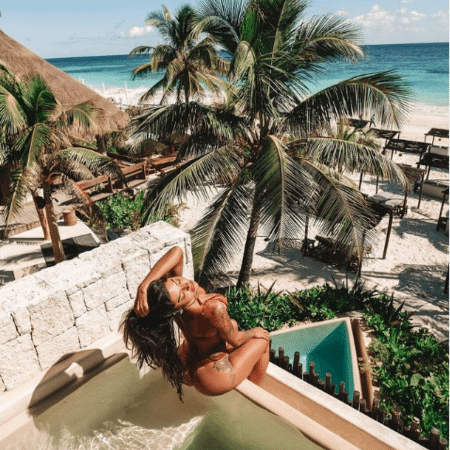 Aline Riscado comemorou estadia em hotel de Tulum com foto em paisagem paradisíaca - Reprodução/Instagram/@alineriscado 