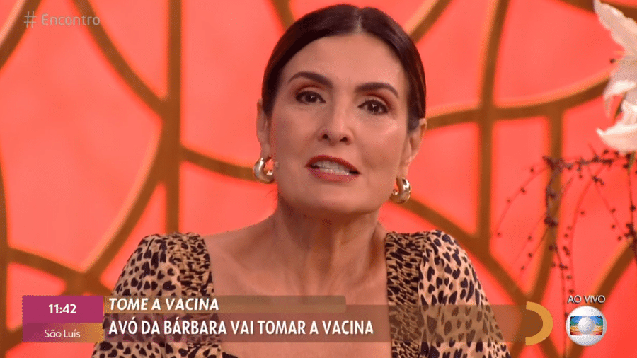 Fátima Bernardes se emocionou ao fazer apelo pela vacinação no "Encontro" - Reprodução / TV Globo