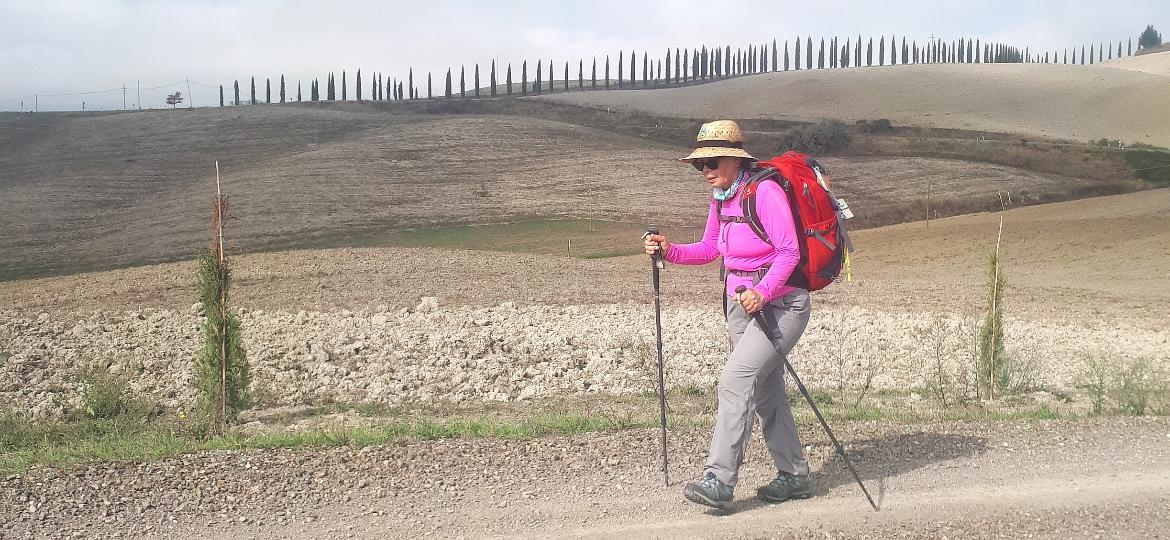 Aparecida Jesuina Panossi em uma de suas desafiadoras caminhadas - Arquivo pessoal