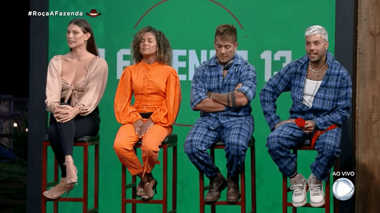 A Fazenda 2021: Dayane, Sthefane, Tiago e Gui Araujo estão na oitava roça - Reprodução/PlayPlus - Reprodução/PlayPlus