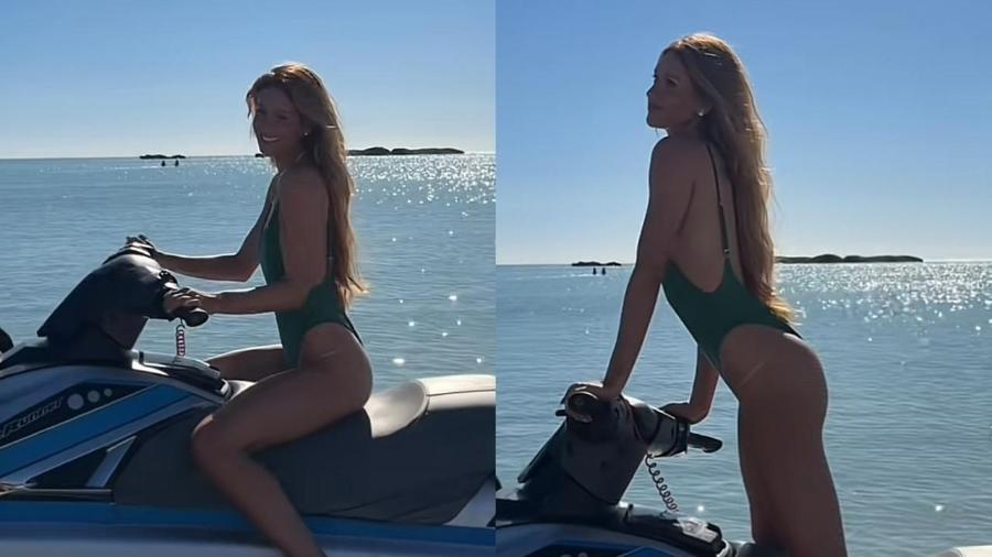 Marina Ruy Barbosa dança em cima de um jetski