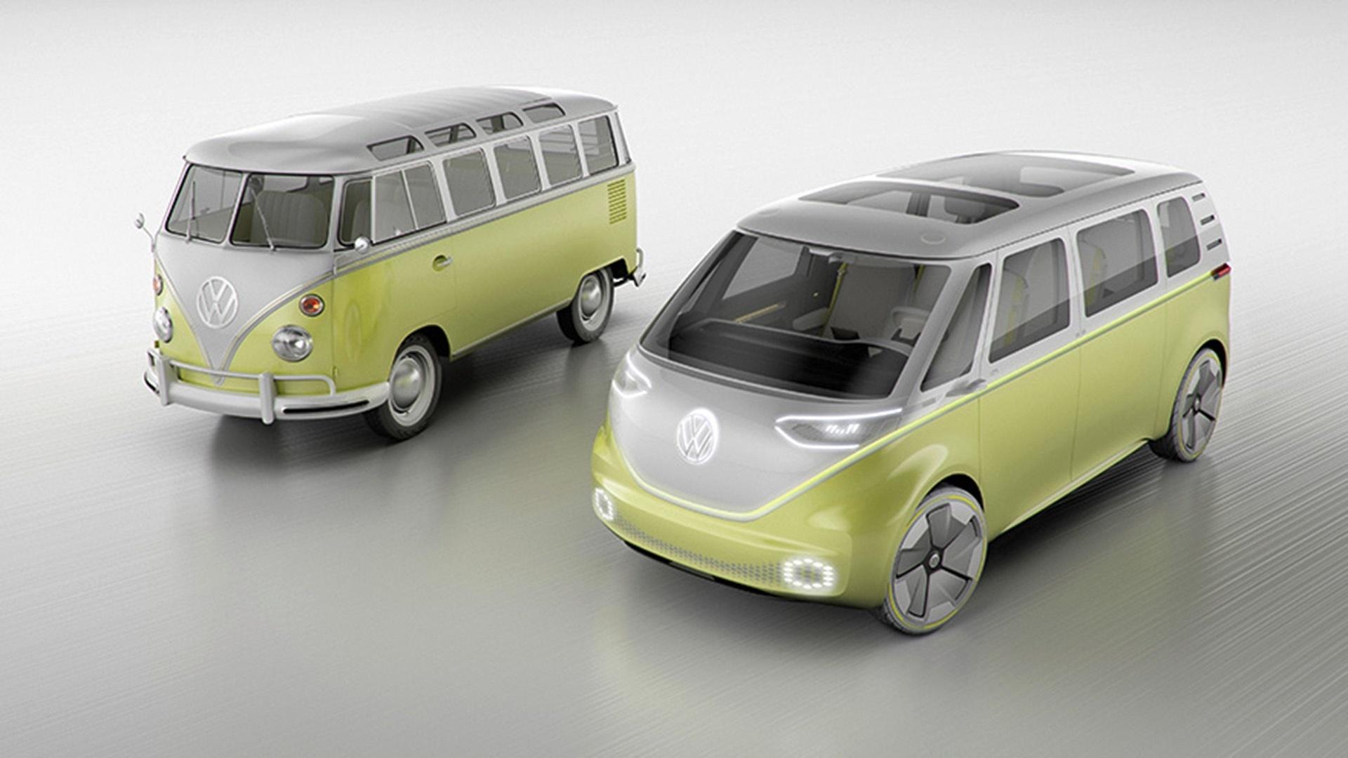Volkswagen ID Buzz Concept ao lado da velha Kombi - Divulgação