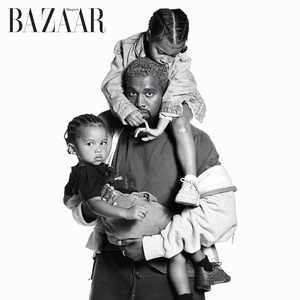 Kanye West com os filhos - Reprodução/Harper's Bazaar