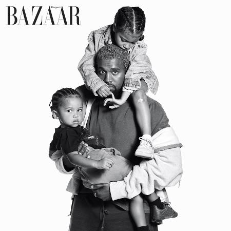 Kanye West com os filhos - Reprodução/Harper's Bazaar - Reprodução/Harper's Bazaar