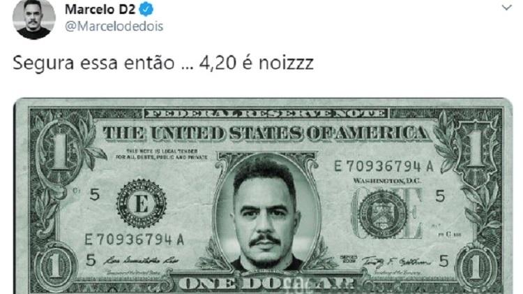 Marcelo D2 brinca com alta do dólar e relaciona ao número símbolo da maconha - Reprodução/Twitter - Reprodução/Twitter