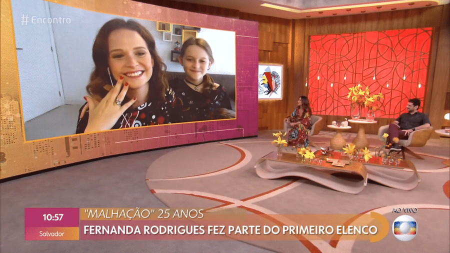 Fernanda Rodrigues com a filha, Luisa, no "Encontro com Fátima Bernardes" - Reprodução/Globoplay