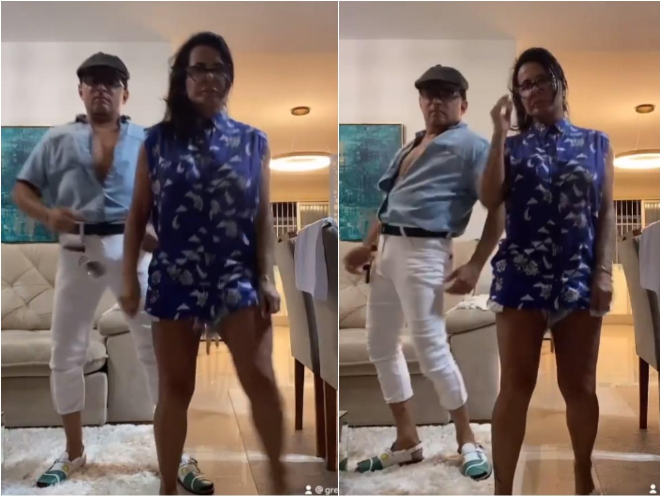 Gretchen e o marido, Esdras de Souza, fazem dança nas redes sociais
