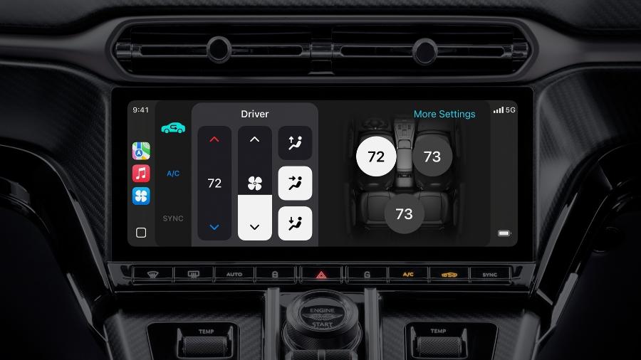 CarPlay Ultra permite, entre outras coisas, comandar ar-condicionado e analisar mecânica do carro dentro do ecossistema da Apple CarPlay Ultra permite, entre outras coisas, comandar ar-condicionado e analisar mecânica do carro dentro do ecossistema da Apple