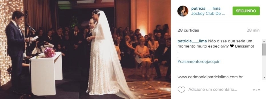 23.out.2015- Erick Jacquin e Rosângela Menezes se casam em São Paulo - Reprodução/Instagram/Patrícia Lima