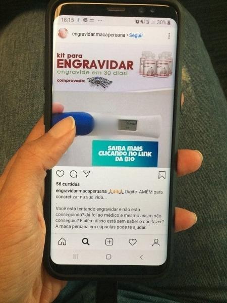 Perfil no Instagram divulga cápsulas como solução para engravidar em 30 dias, um comércio que, segundo a Anvisa, não é permitido - BBC