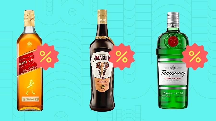 Red Label Amarula Gim Tanqueray baratos - Arte UOL/Divulgação