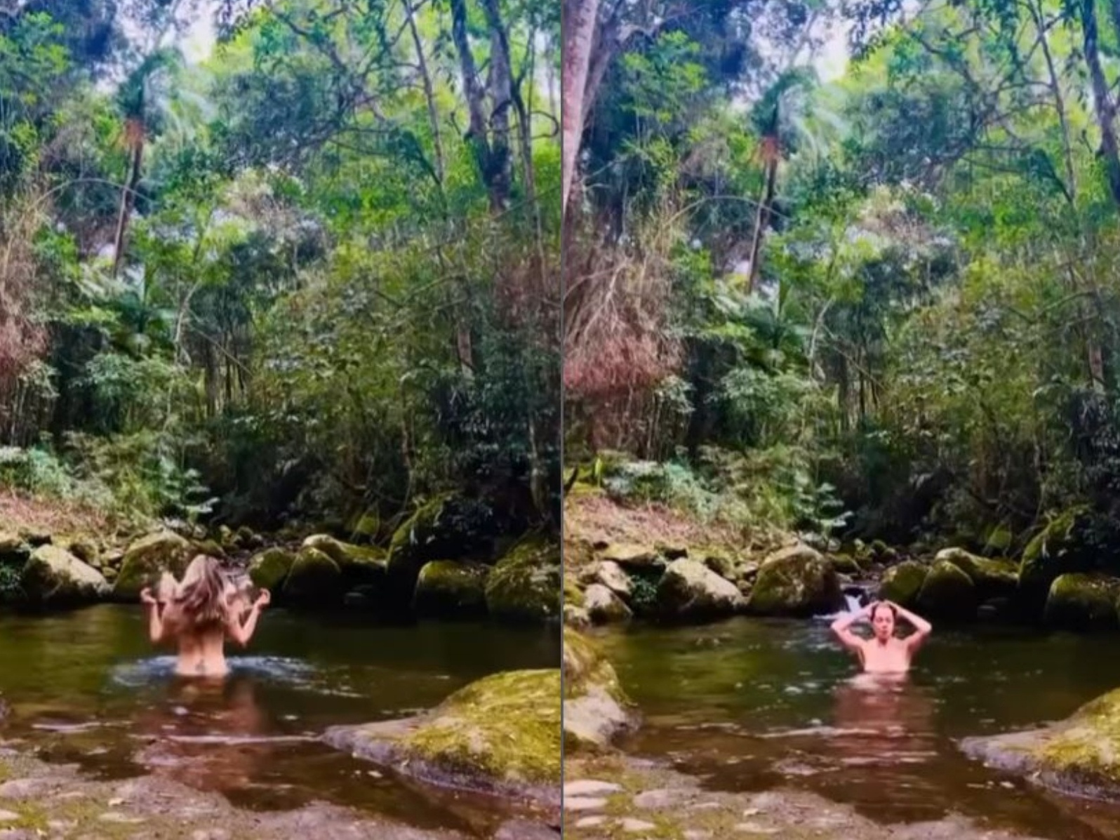 Leticia Spiller aproveita banho de cachoeira nua: Todo Axé da natureza