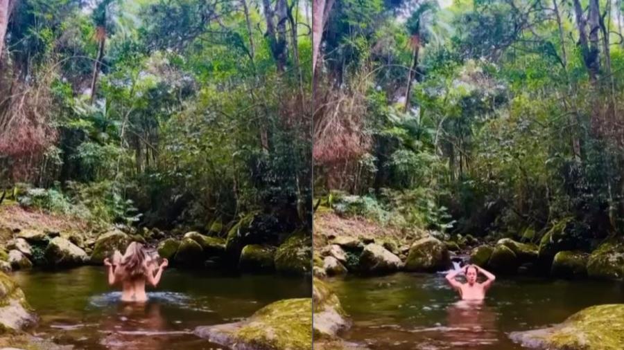 Leticia Spiller entra nua em cachoeira e divide momento íntimo com os fãs - Reprodução/Instagram