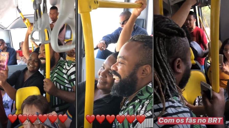 Rodrigo com fãs no BRT - Reprodução/Instagram