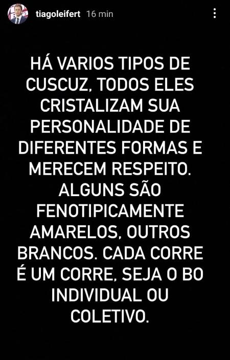 BBB 21: Tiago Leifert zomba de desentendimento por causa de cuscuz - Reprodução/Instagram - Reprodução/Instagram