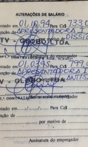 Em outubro de 1994, Cátia Paganote, a Miuxa, ganhava R$ 733,02 para assumir o cargo de paquita