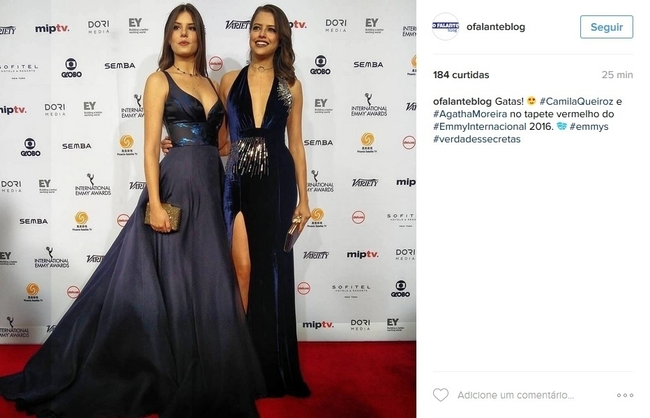 21.nov.2016 - Camila Queiroz e Agatha Moreira comparecem ao Emmy Internacional em Nova York - Reprodução/Instagram