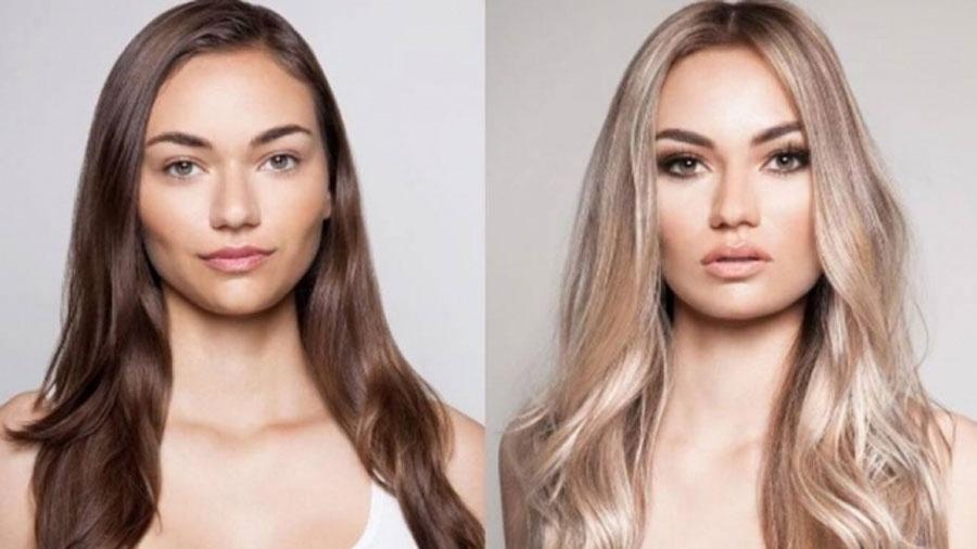 Imagem mostra "antes e depois" da chapinha "The Blond Wand", da marca Pravana - Reprodução/Instagram