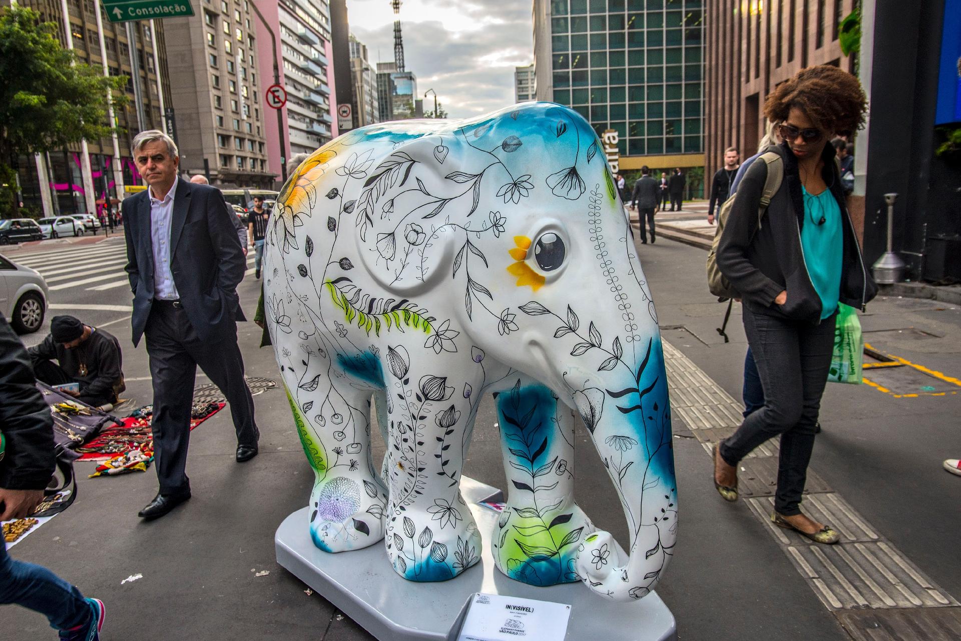 Obra da Elephant Parade, que chegou a São Paulo nesta terça (1°) - Cris Faga/Fox Press Photo/Estadão Conteúdo