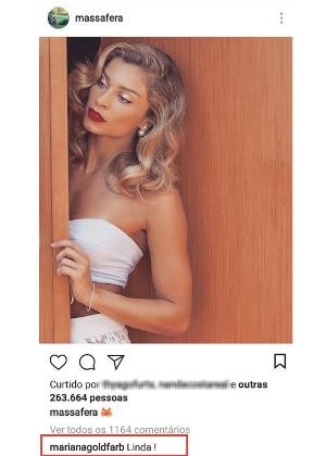 Mariana Goldfarb comenta em foto de Grazi Massafera  - Reprodução/Instagram - Reprodução/Instagram